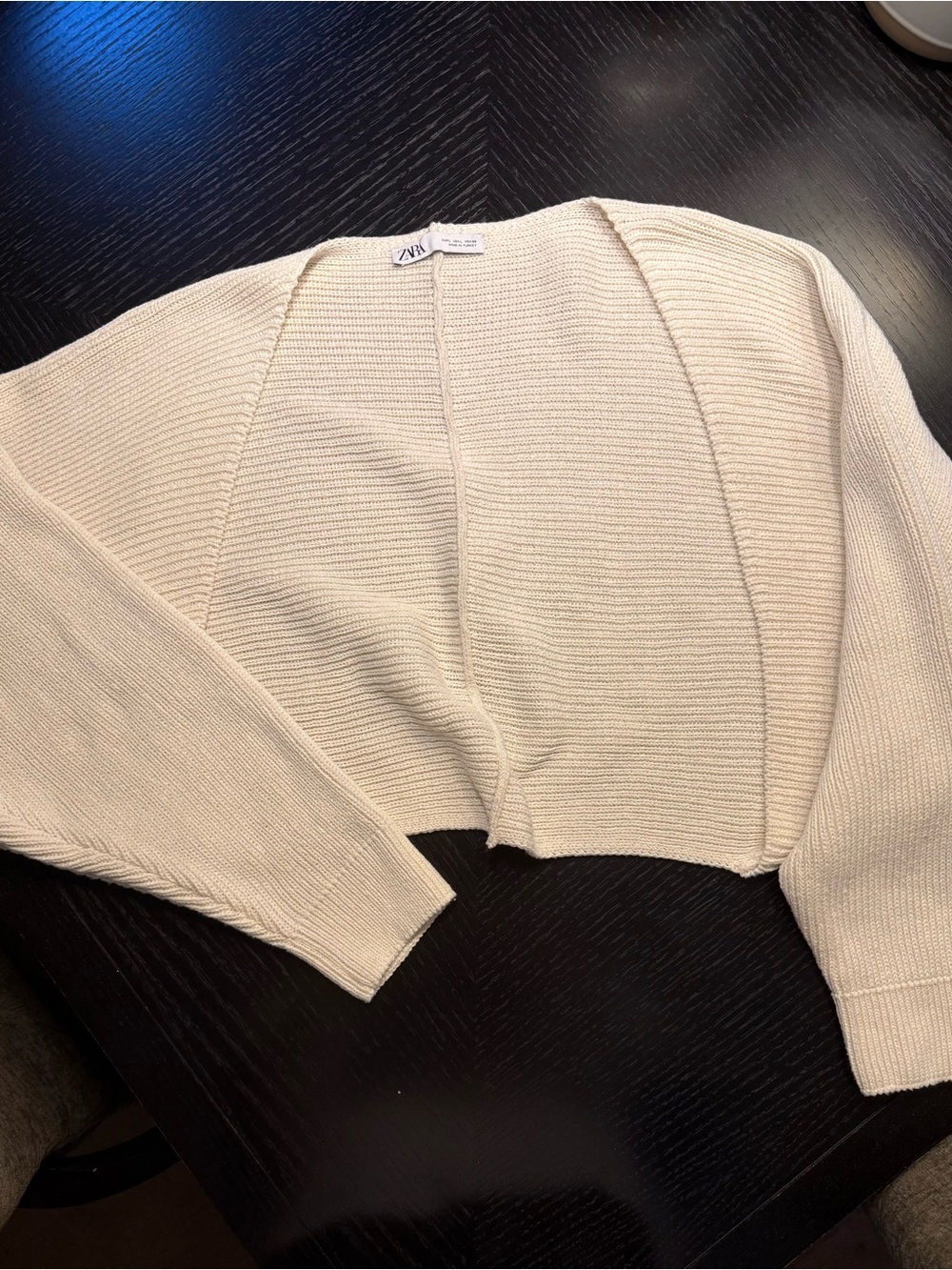 Zara Open Ribbed Knit Bolero/cardigan Large